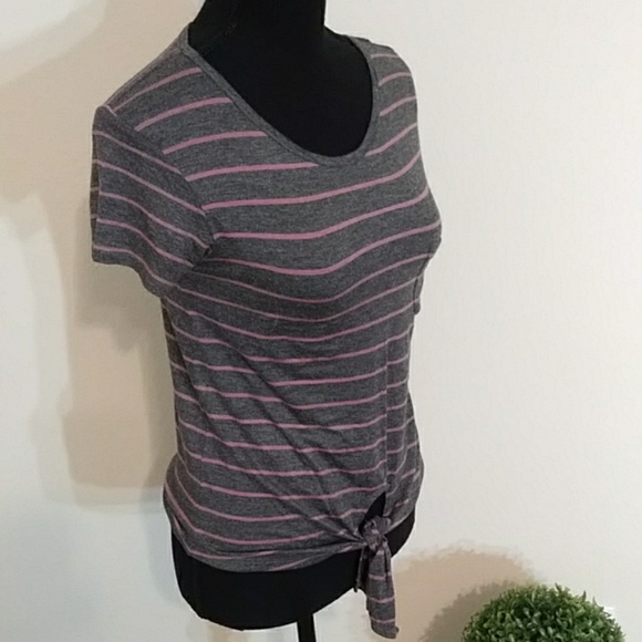 Glitz Tops - Glitz Short Sleeve Pink & Grey Top